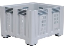 Контейнер 1200х1000х758 перфорированный, на ножках серый Контейнер 1200х1000х758 перфорированный, на ножках серый