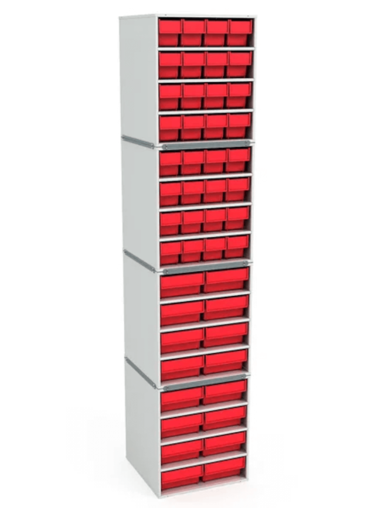 .Стационарная кассетница ДиКом (на 4 яруса) с красными ящиками купить в Северодвинске .Стационарная кассетница ДиКом (на 4 яруса) с красными ящиками купить в Северодвинске