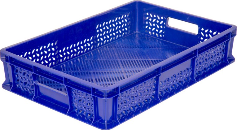 Ящик 600х400х120 перфорированный, с ручками синий купить в Северодвинске Ящик 600х400х120 перфорированный, с ручками синий купить в Северодвинске