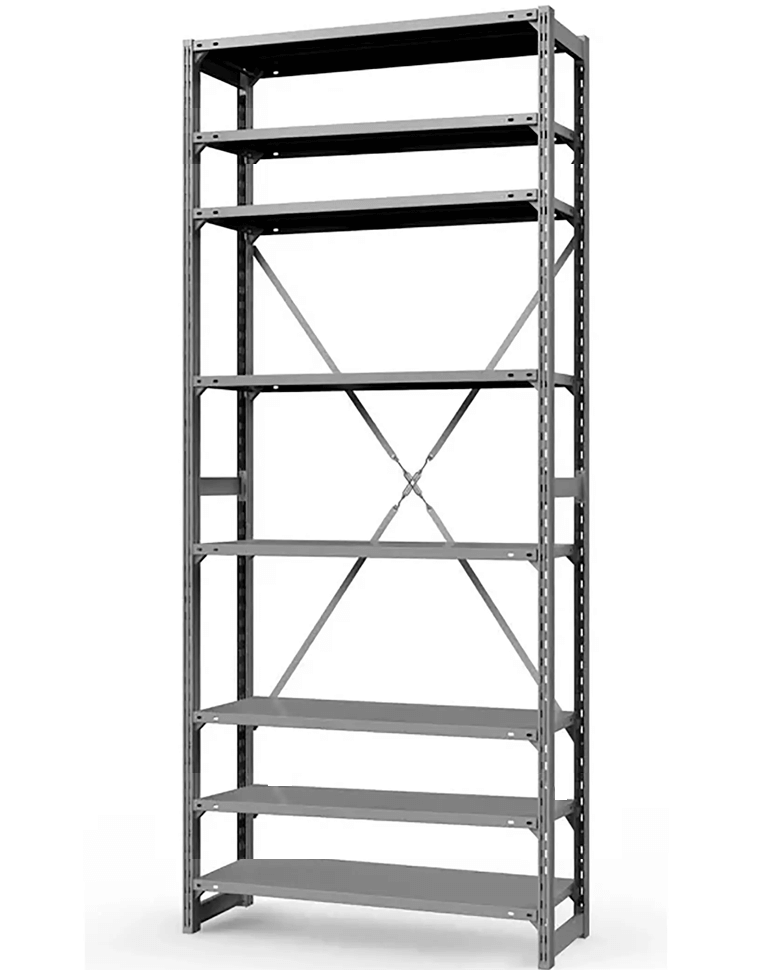 Стеллаж ТСУ 2500x1200x500 8 полок (150 кг, перф) купить в Северодвинске Стеллаж ТСУ 2500x1200x500 8 полок (150 кг, перф) купить в Северодвинске