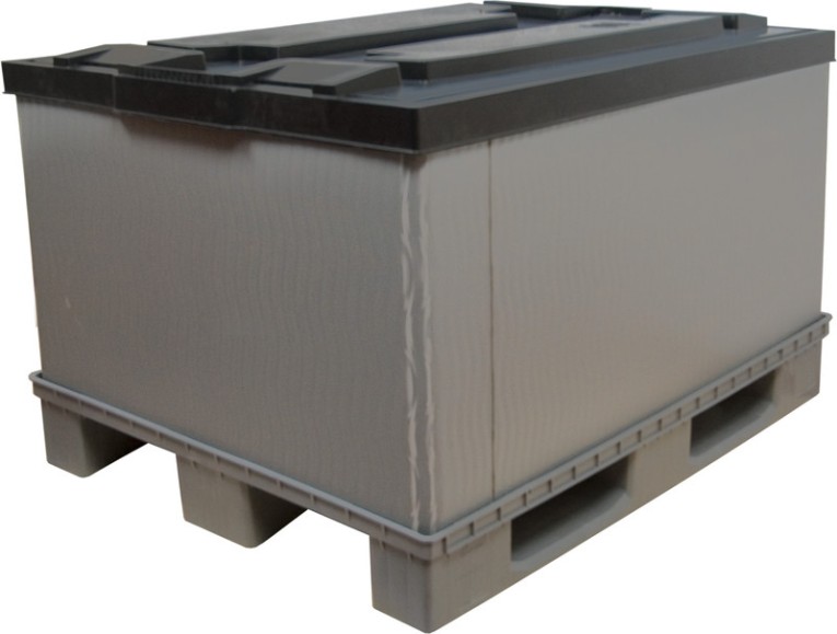 Контейнер 1200х800х860 мм сплошной разборный на п/паллет серый купить в Северодвинске Контейнер 1200х800х860 мм сплошной разборный на п/паллет серый купить в Северодвинске