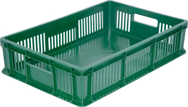 Ящик 600х400х140 мм дно сплош.стенки перф.с ручками зеленый купить в Северодвинске Ящик 600х400х140 мм дно сплош.стенки перф.с ручками зеленый купить в Северодвинске