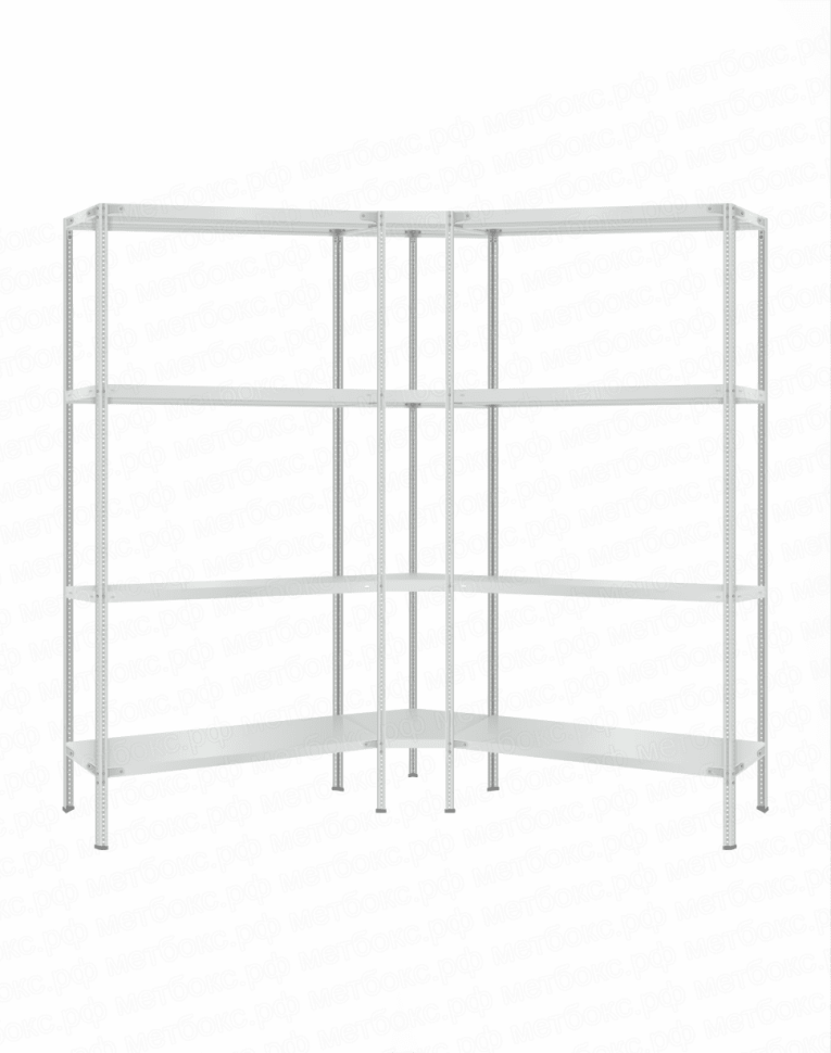 Стеллаж угловой 2000х1500х1500 (4 яруса глубиной 300мм) купить в Северодвинске