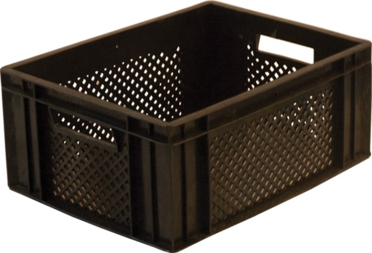 Ящик дрожжевой 400х300х180 перф, сплош. дно черный купить в Северодвинске Ящик дрожжевой 400х300х180 перф, сплош. дно черный купить в Северодвинске