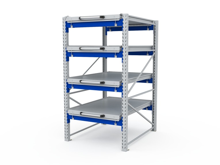 Стеллаж с выкатными платформами S-HEAVY 1000/900 (4 яруса хранения) купить в Северодвинске