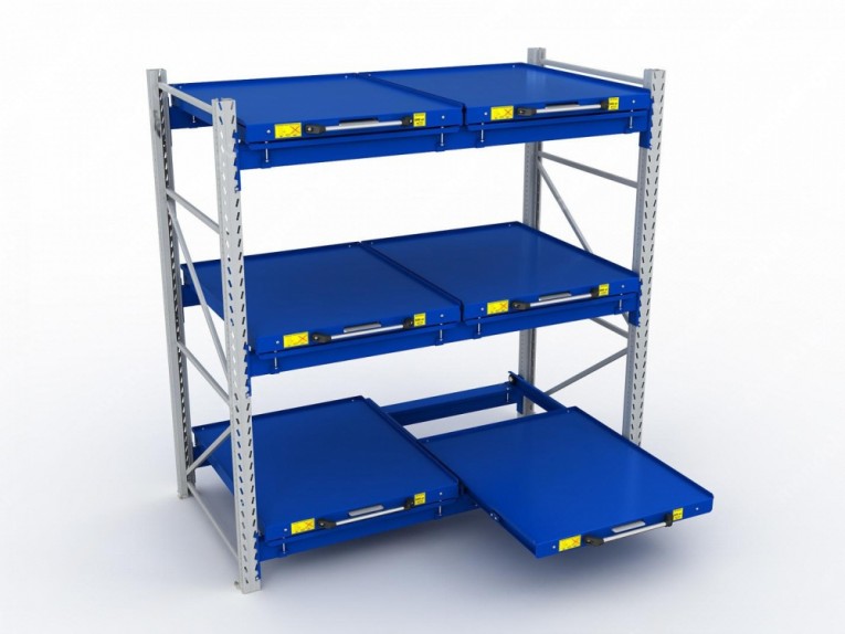 Стеллаж с выкатными платформами S-HEAVY 500 (3 яруса хранения) купить в Северодвинске