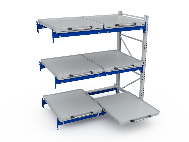Стеллаж с выкатными платформами S-HEAVY 500 (3 яруса хранения) купить в Северодвинске