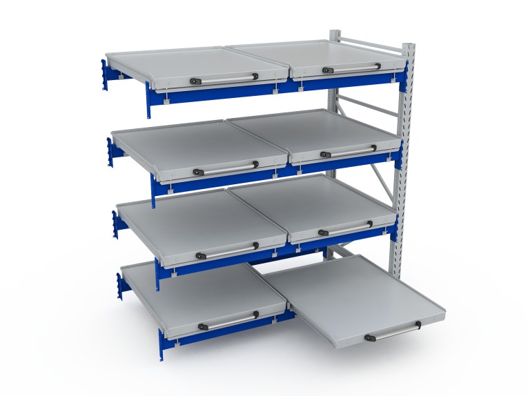 Стеллаж с выкатными платформами S-HEAVY 500 (4 яруса хранения) купить в Северодвинске